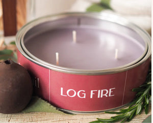 Log Fire Large Candle